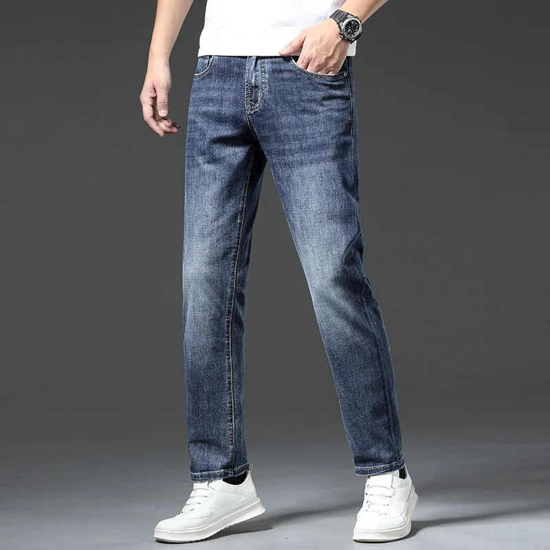 Vintage Sandwashed Cotton Denim Straight Jeans ATHLEXES