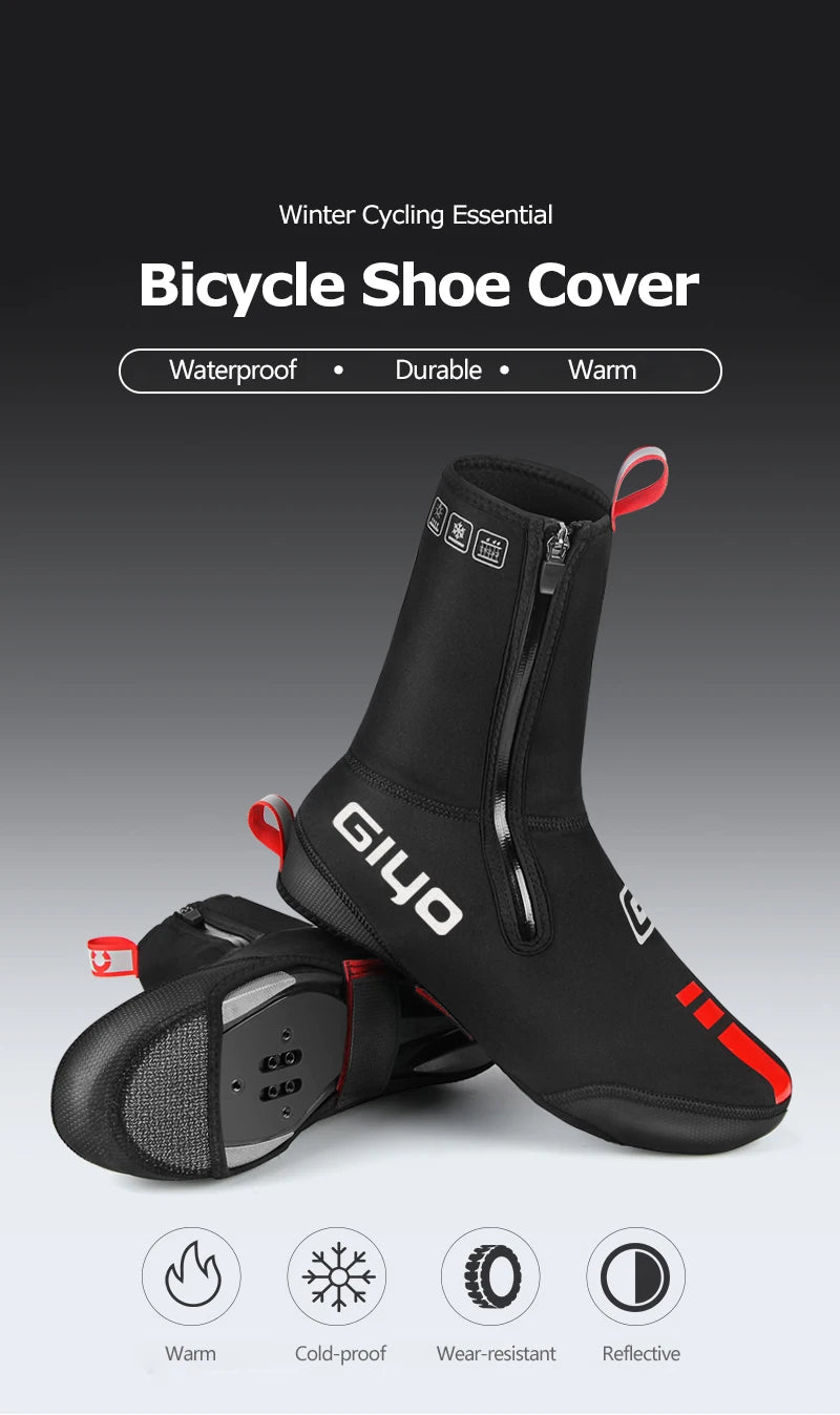 GIYO Windproof Waterproof Fleece Cycling Shoe Covers for All Seasons ATHLEXES