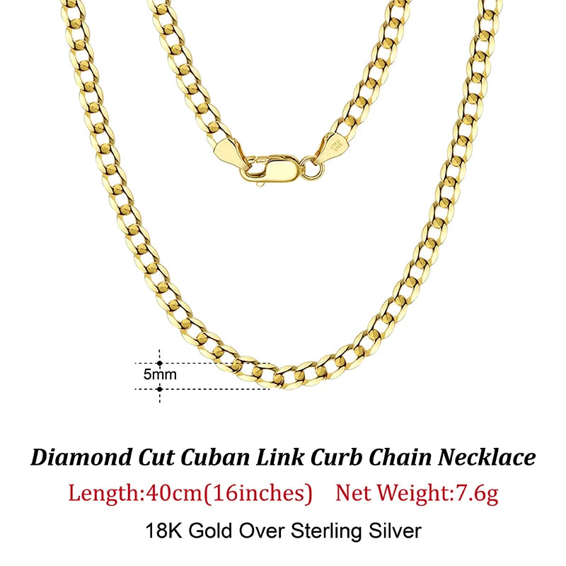 Rinntin 18K Gold Cuban Link Chain Necklace ATHLEXES