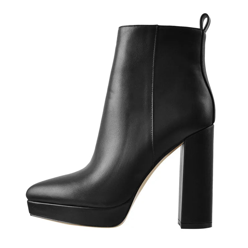 Onlymaker Women’s Chic Black Matte Ankle Boots with 12CM Heel ATHLEXES