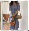 Chic Vintage Cotton Linen A-Line Dress ATHLEXES