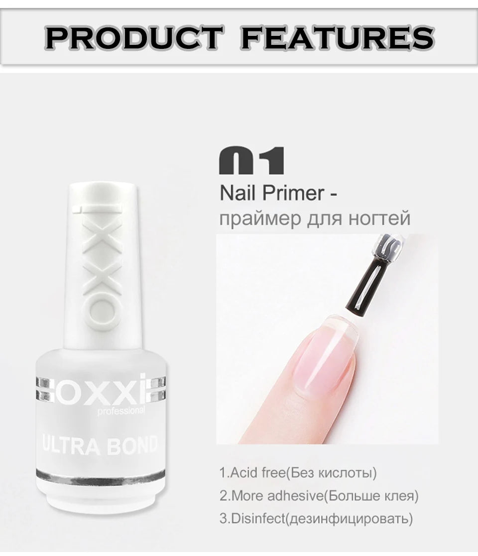 OXXI No Wipe Gel Polish Base and Top Coat Kit ATHLEXES