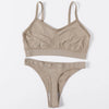 Women Seamless Bra Set High Cut Thong Panties Wire Free Lingerie ATHLEXES
