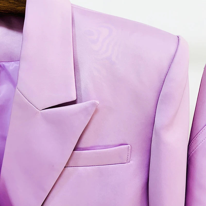 Satin Luxe Double Breasted Blazer and Mini Skirt Set ATHLEXES