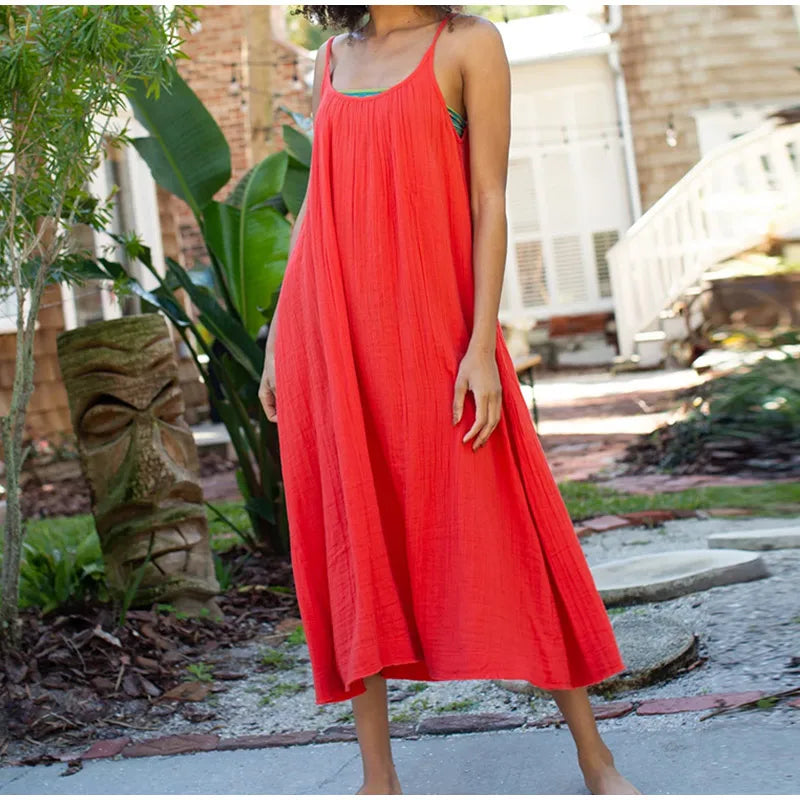 Elegant Cotton Summer Maxi Dress for Women ATHLEXES