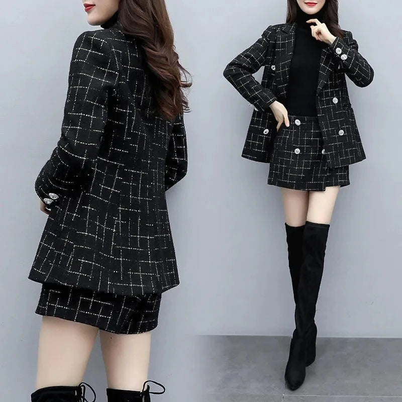 Chic Korean Plaid Two-Piece Suit Set for Women ATHLEXES