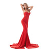 Elegant Strapless Black Maxi Dress with Front Slit ATHLEXES