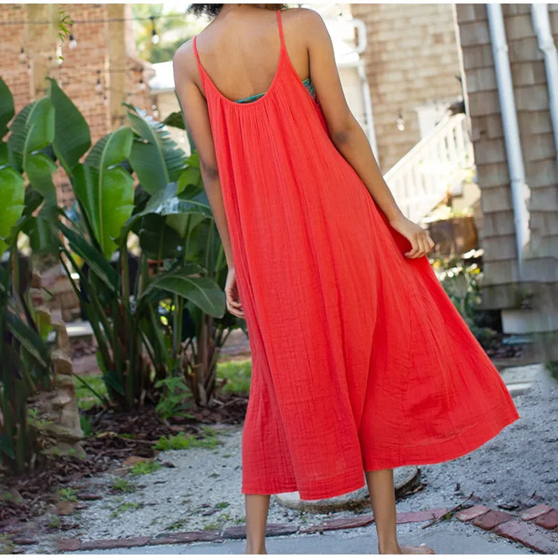 Elegant Cotton Summer Maxi Dress for Women ATHLEXES