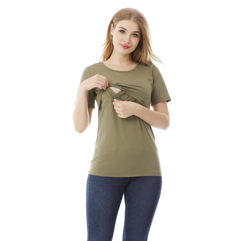 NurtureNest Stylish Nursing T-Shirt for Moms ATHLEXES