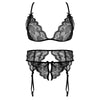 Lace Women Lingerie Set 4 Pcs Sling Open Bra Garter Panties ATHLEXES