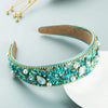 Elegant Blue Rhinestone Turban Headband for Women ATHLEXES