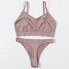 Women Seamless Bra Set High Cut Thong Panties Wire Free Lingerie ATHLEXES