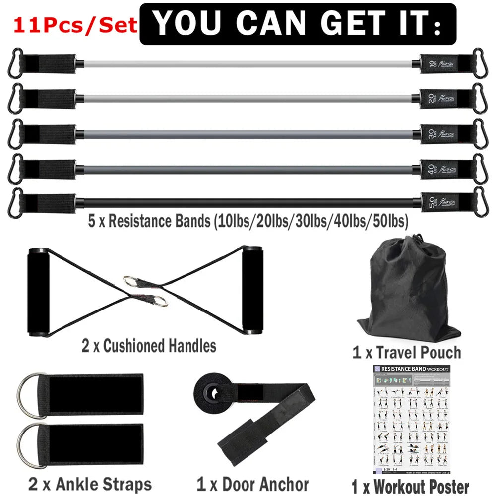 Premium Resistance Bands Set with Door Anchor & Straps ATHLEXES