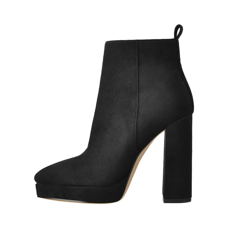 Onlymaker Women’s Chic Black Matte Ankle Boots with 12CM Heel ATHLEXES