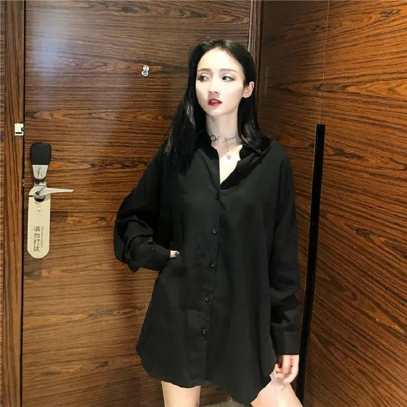 Zadily 2023 Spring Oversized Chic White Button-Up Blouse ATHLEXES
