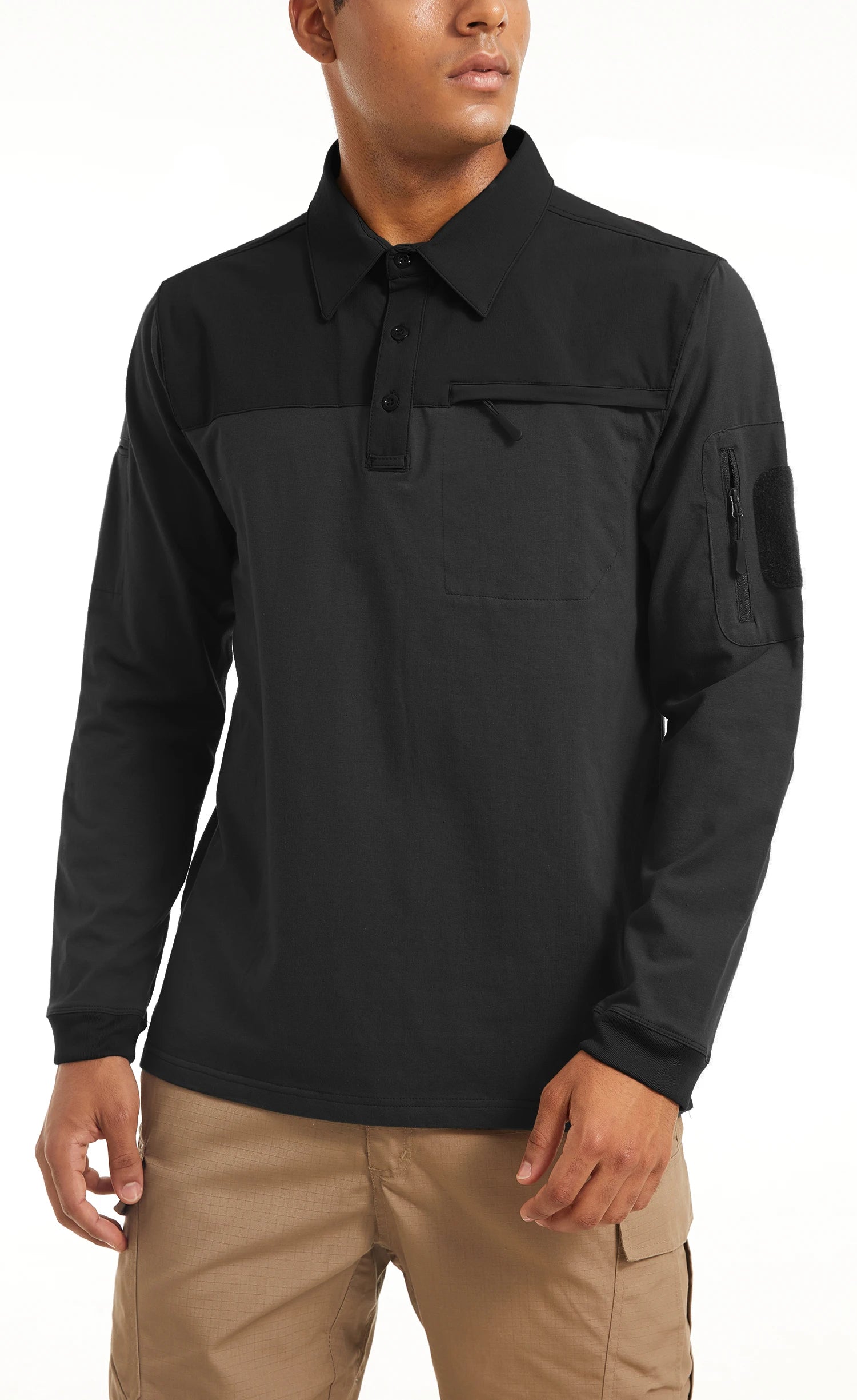 TACVASEN Men's Outdoor Polo Shirt with 2 Zipper Pockets ATHLEXES