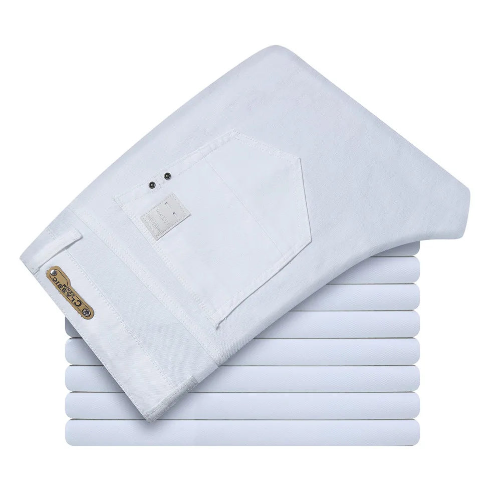 Classic White Slim Fit Stretch Jeans for Men ATHLEXES