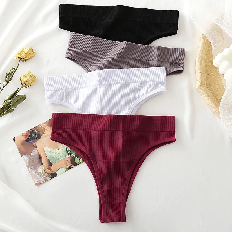 3PCS/Set Women's Cotton High Waisted Thongs S-XL Comfort ATHLEXES