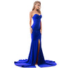 Elegant Strapless Black Maxi Dress with Front Slit ATHLEXES