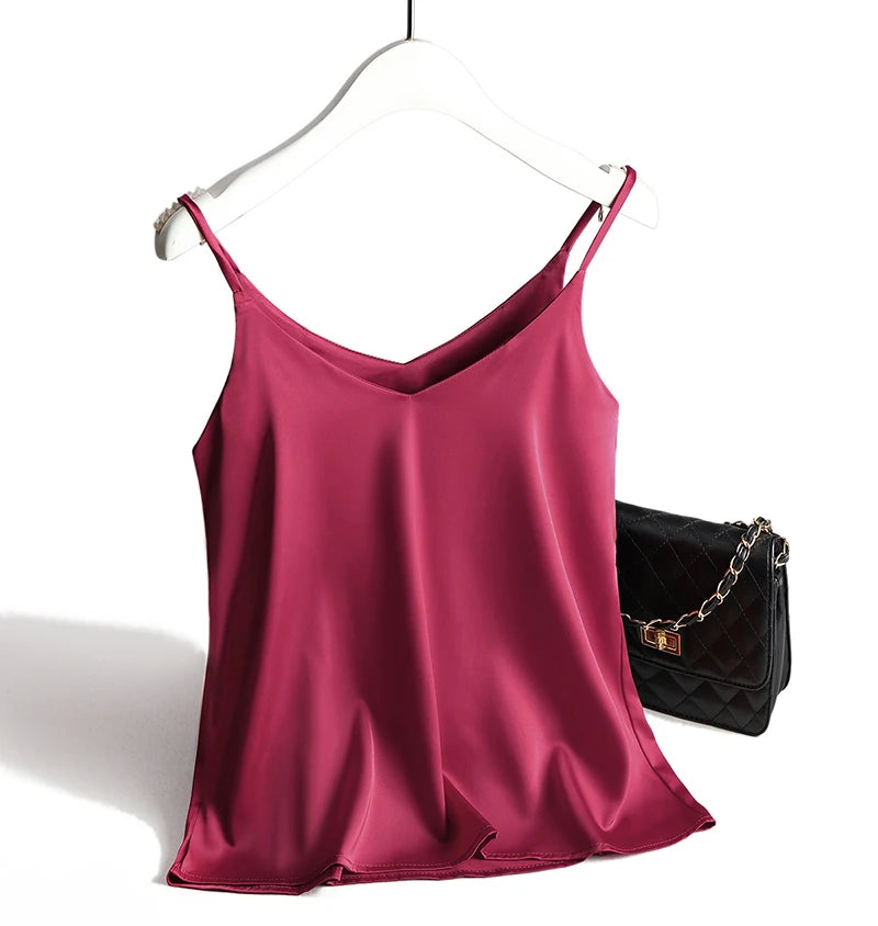 Silk Elegance V Neck Halter Cami Top for Women ATHLEXES