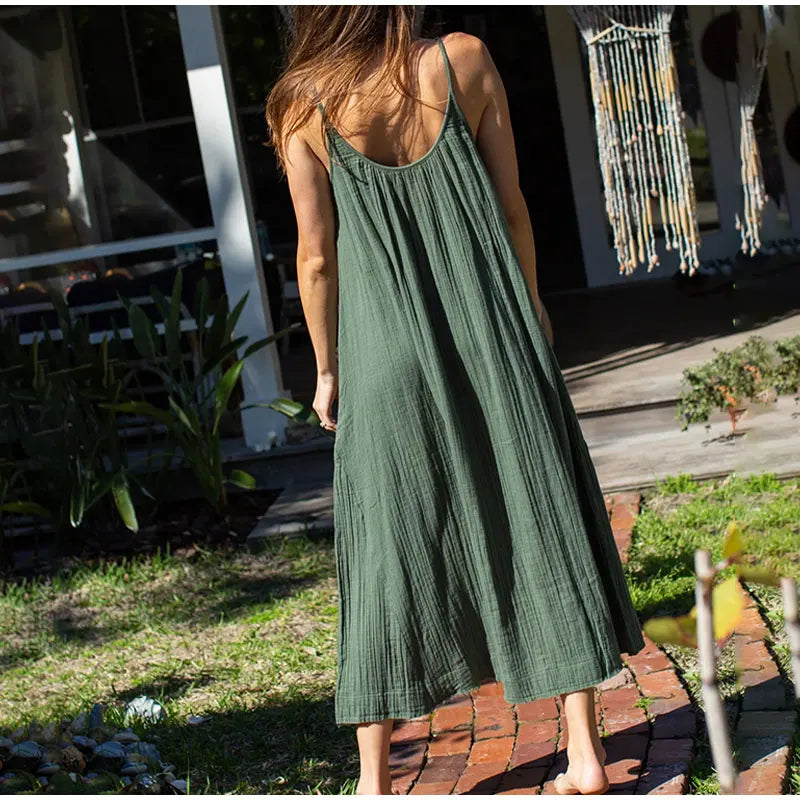 Elegant Cotton Summer Maxi Dress for Women ATHLEXES