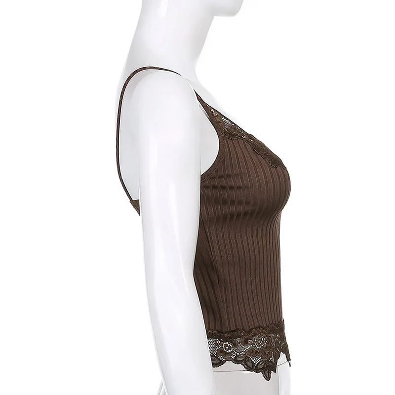 Grunge Chic Lace Trim Crop Top for Women ATHLEXES