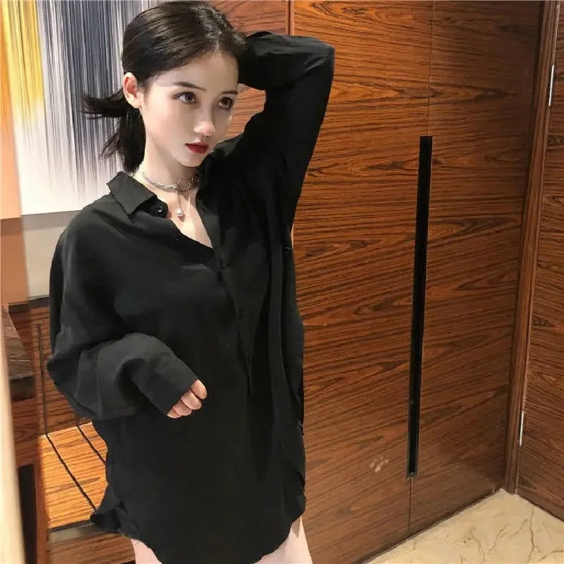 Zadily 2023 Spring Oversized Chic White Button-Up Blouse ATHLEXES