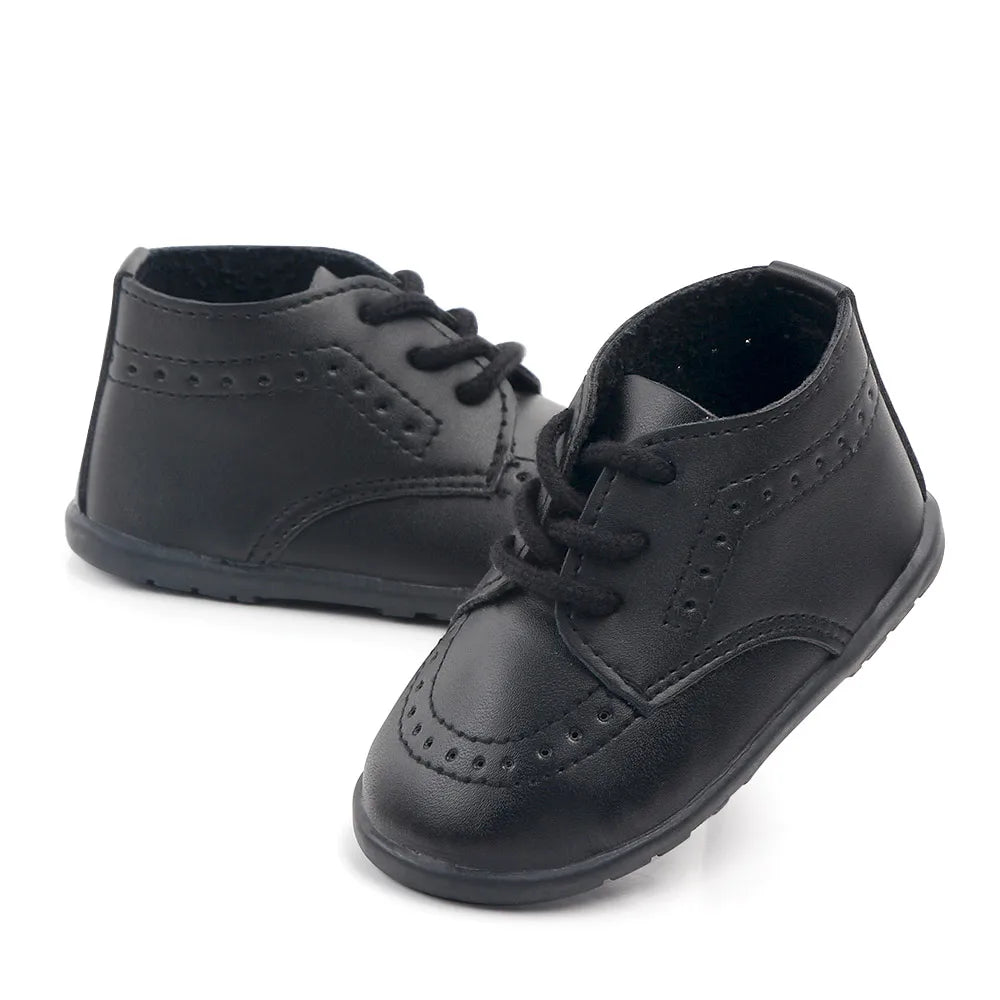 Meckior Retro Leather Baby Shoes with Anti-Slip Rubber Sole ATHLEXES