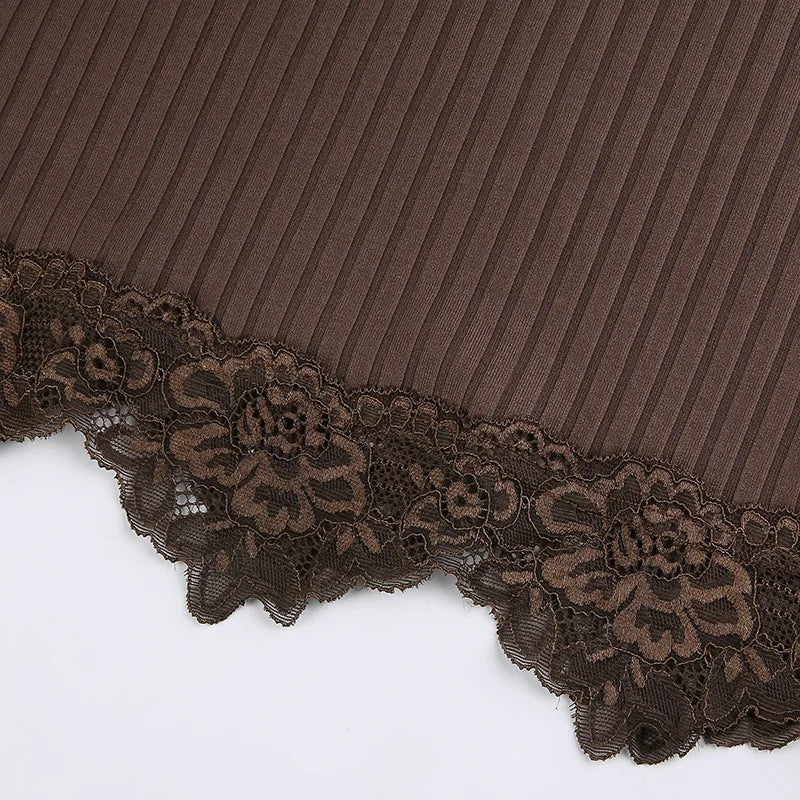 Grunge Chic Lace Trim Crop Top for Women ATHLEXES