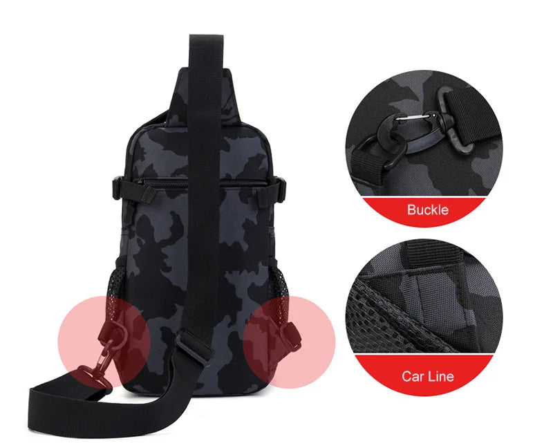 Tactical Sling Shoulder Bags Waterproof Night Reflective Strip Pack EDC Molle Chest Bag 10L Capacity Black ATHLEXES