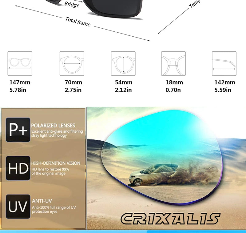 Crixalis Men's Polarized Square Sunglasses ATHLEXES