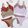 Women Seamless Bra Set High Cut Thong Panties Wire Free Lingerie ATHLEXES