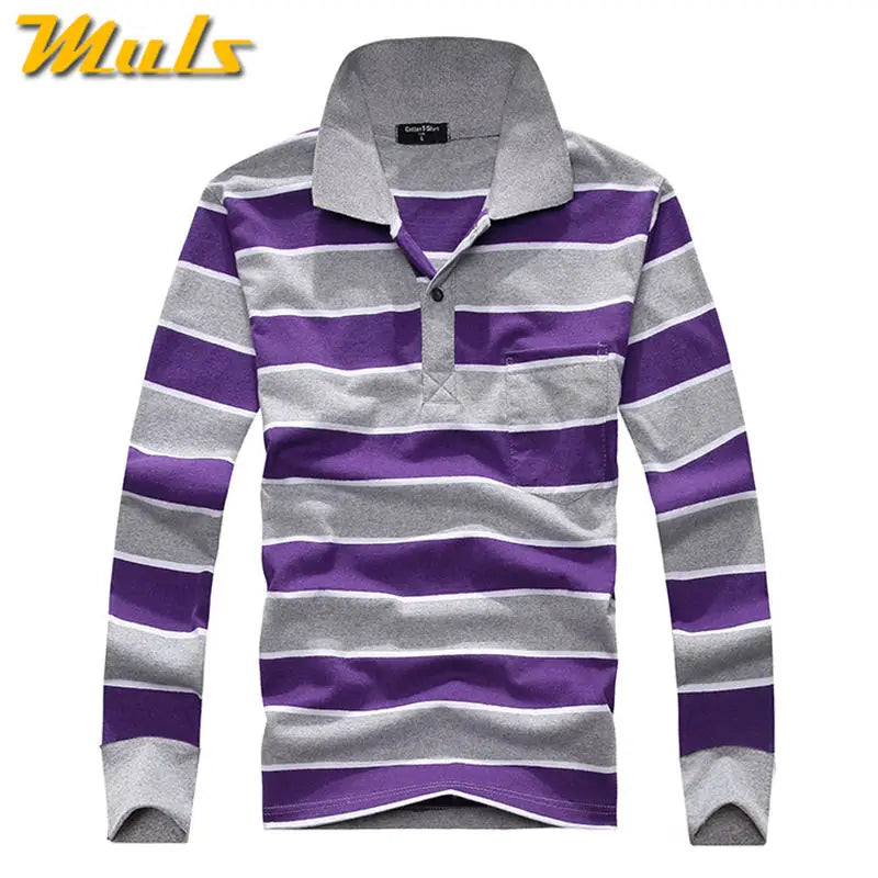 Classic Striped Cotton Polo for Men - Spring & Autumn ATHLEXES