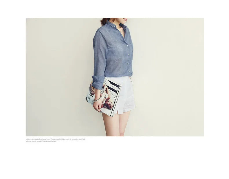Luxe Linen Long Sleeve Chemisier Femme Blouse for Summer Fashion ATHLEXES