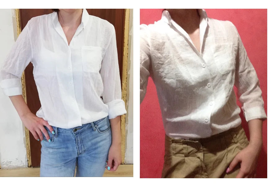 Luxe Linen Long Sleeve Chemisier Femme Blouse for Summer Fashion ATHLEXES