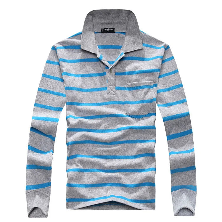 Classic Striped Cotton Polo for Men - Spring & Autumn ATHLEXES