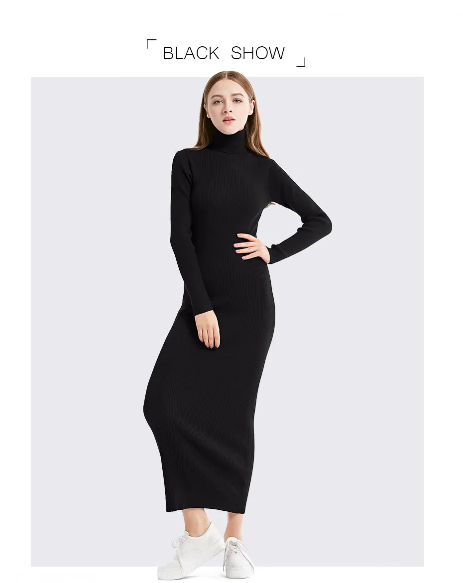 Turtleneck Knit Sheath Dress ATHLEXES