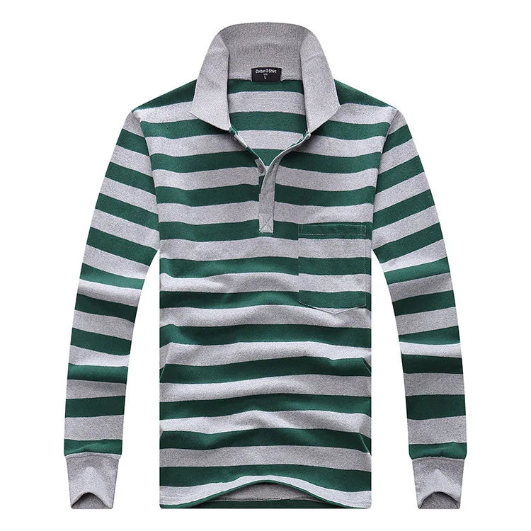 Classic Striped Cotton Polo for Men - Spring & Autumn ATHLEXES