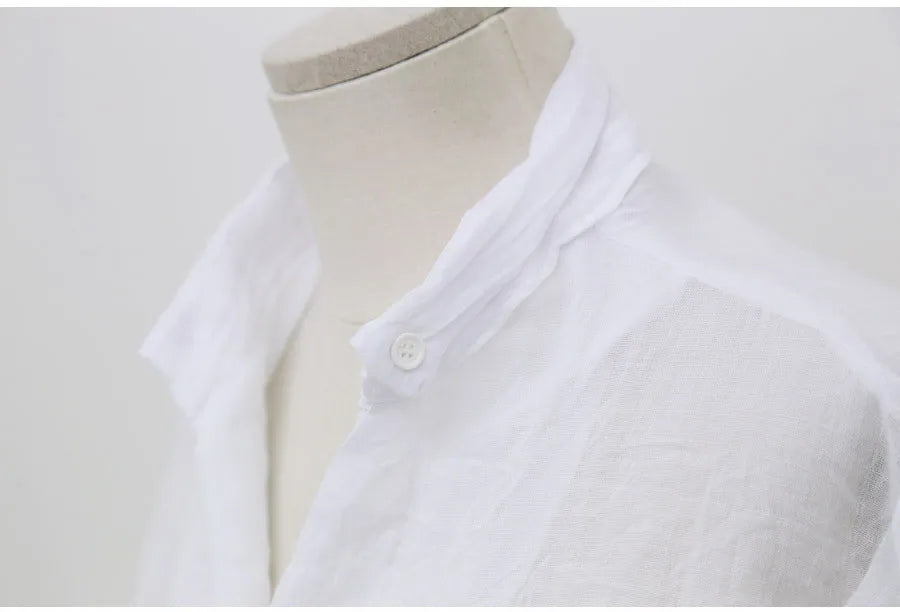 Luxe Linen Long Sleeve Chemisier Femme Blouse for Summer Fashion ATHLEXES