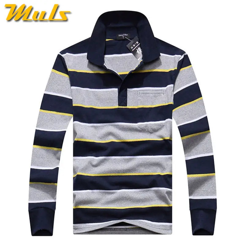 Classic Striped Cotton Polo for Men - Spring & Autumn ATHLEXES