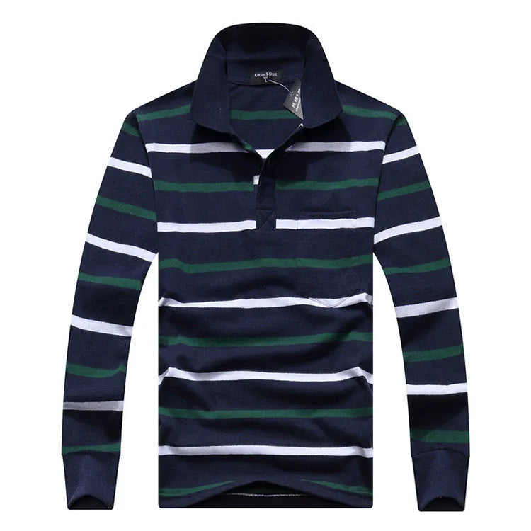 Classic Striped Cotton Polo for Men - Spring & Autumn ATHLEXES