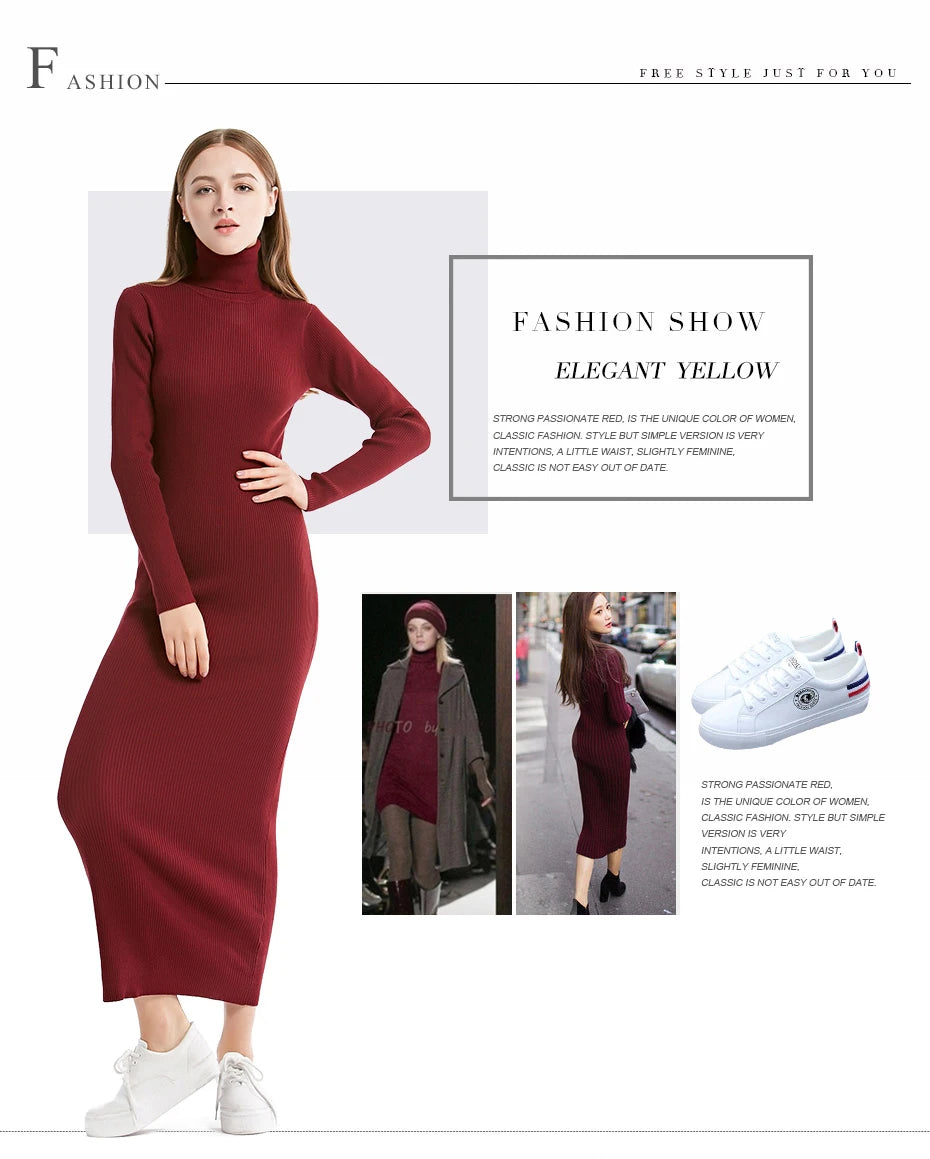 Turtleneck Knit Sheath Dress ATHLEXES