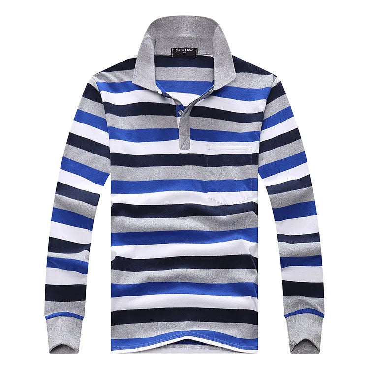 Classic Striped Cotton Polo for Men - Spring & Autumn ATHLEXES