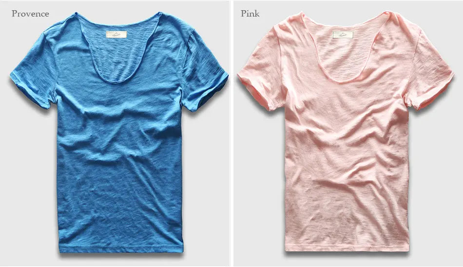 VogueFit Solid Cotton V-Neck Slim Fit T-Shirt for Men ATHLEXES