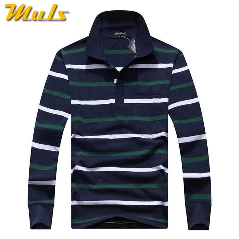 Classic Striped Cotton Polo for Men - Spring & Autumn ATHLEXES