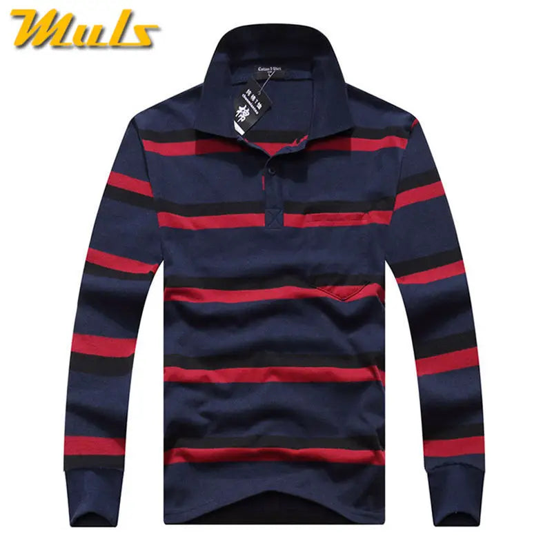 Classic Striped Cotton Polo for Men - Spring & Autumn ATHLEXES