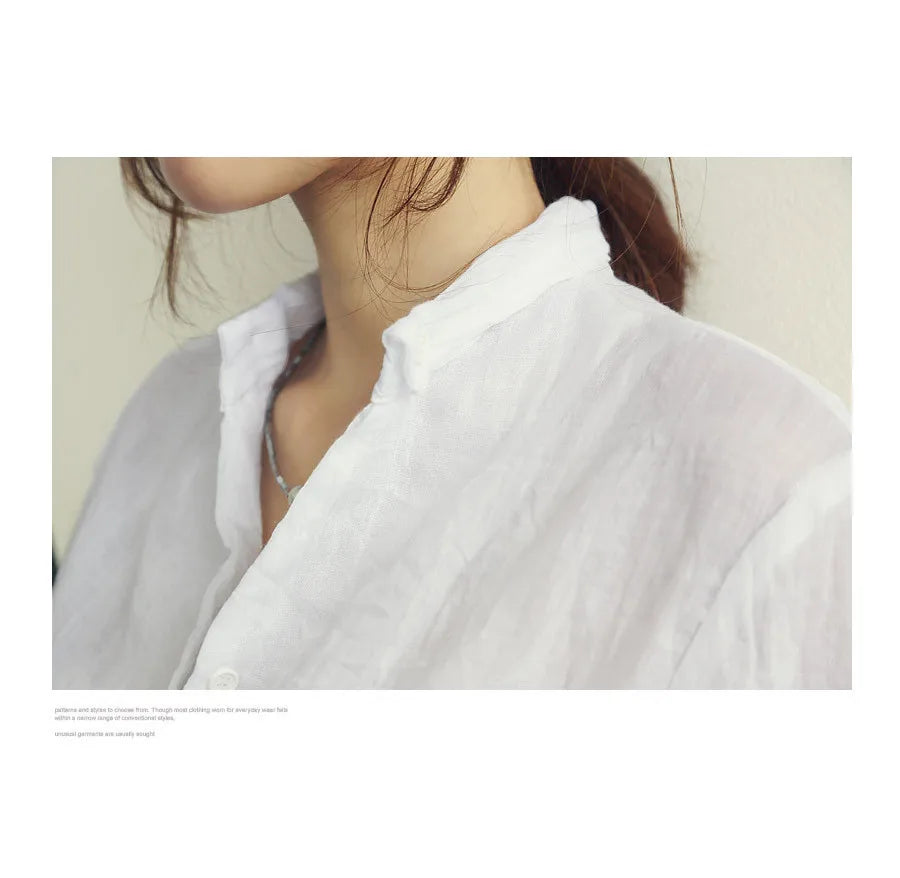 Luxe Linen Long Sleeve Chemisier Femme Blouse for Summer Fashion ATHLEXES