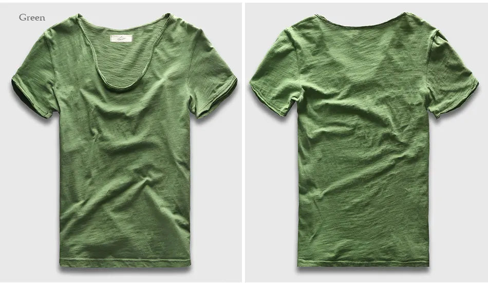 VogueFit Solid Cotton V-Neck Slim Fit T-Shirt for Men ATHLEXES