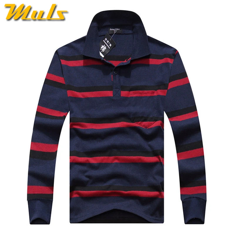Classic Striped Cotton Polo for Men - Spring & Autumn ATHLEXES