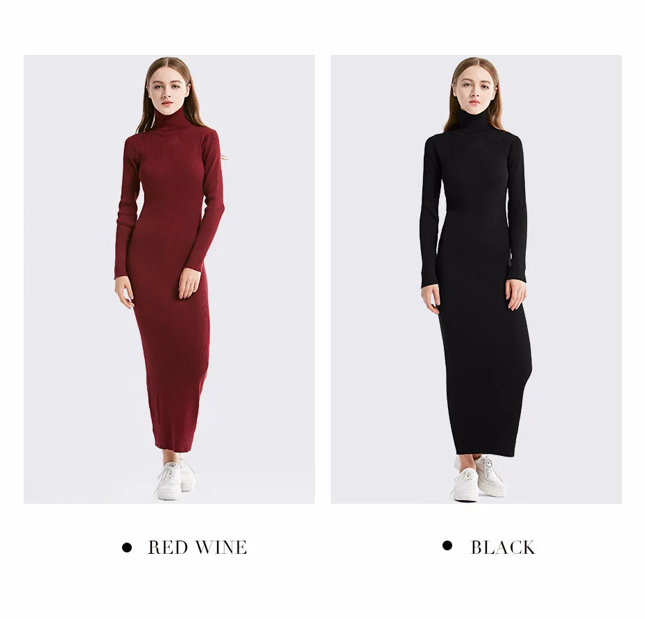 Turtleneck Knit Sheath Dress ATHLEXES